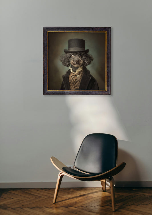 Buy Sir Poodleton Gentleman Poodle square framed print UK