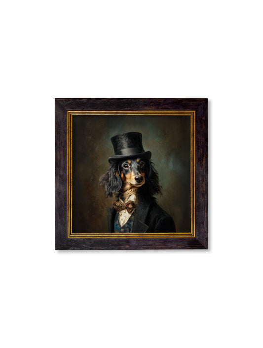 Buy Sir Sausageworth Gentleman Dachshund square framed print UK