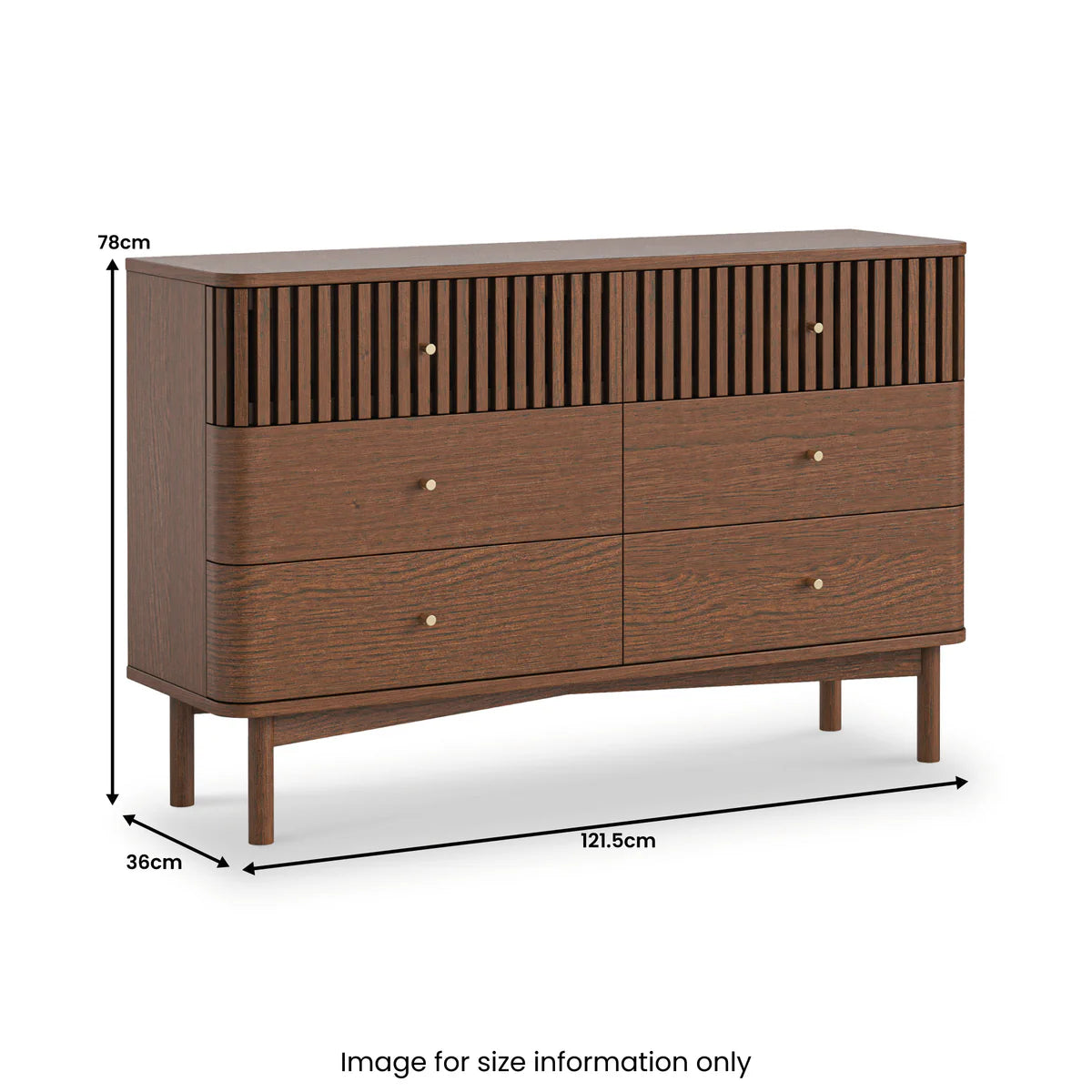 Buy Soho Dark Oak Slatted 6 Drawer Chest of Drawers UK
