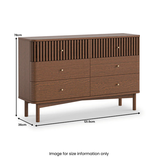 Buy Soho Dark Oak Slatted 6 Drawer Chest of Drawers UK
