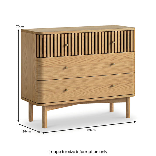 Soho Oak Slatted 3 Drawer Chest - Blythe Living