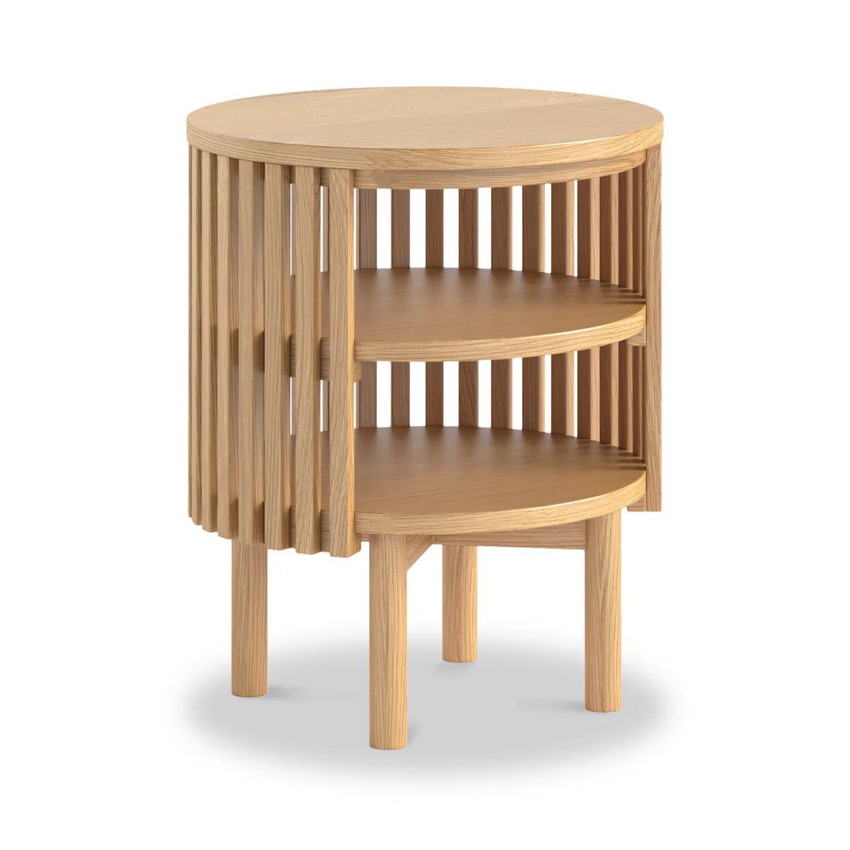 Buy Soho Oak Slatted Open Shelf Side Table for stylish living room storage