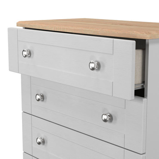 Buy Sussex 5 Drawer Chest Grey Ash Bardolino Oak UK
