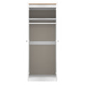 Buy Sussex Tall Plain Wardrobe in White Ash with Bardolino Oak Top