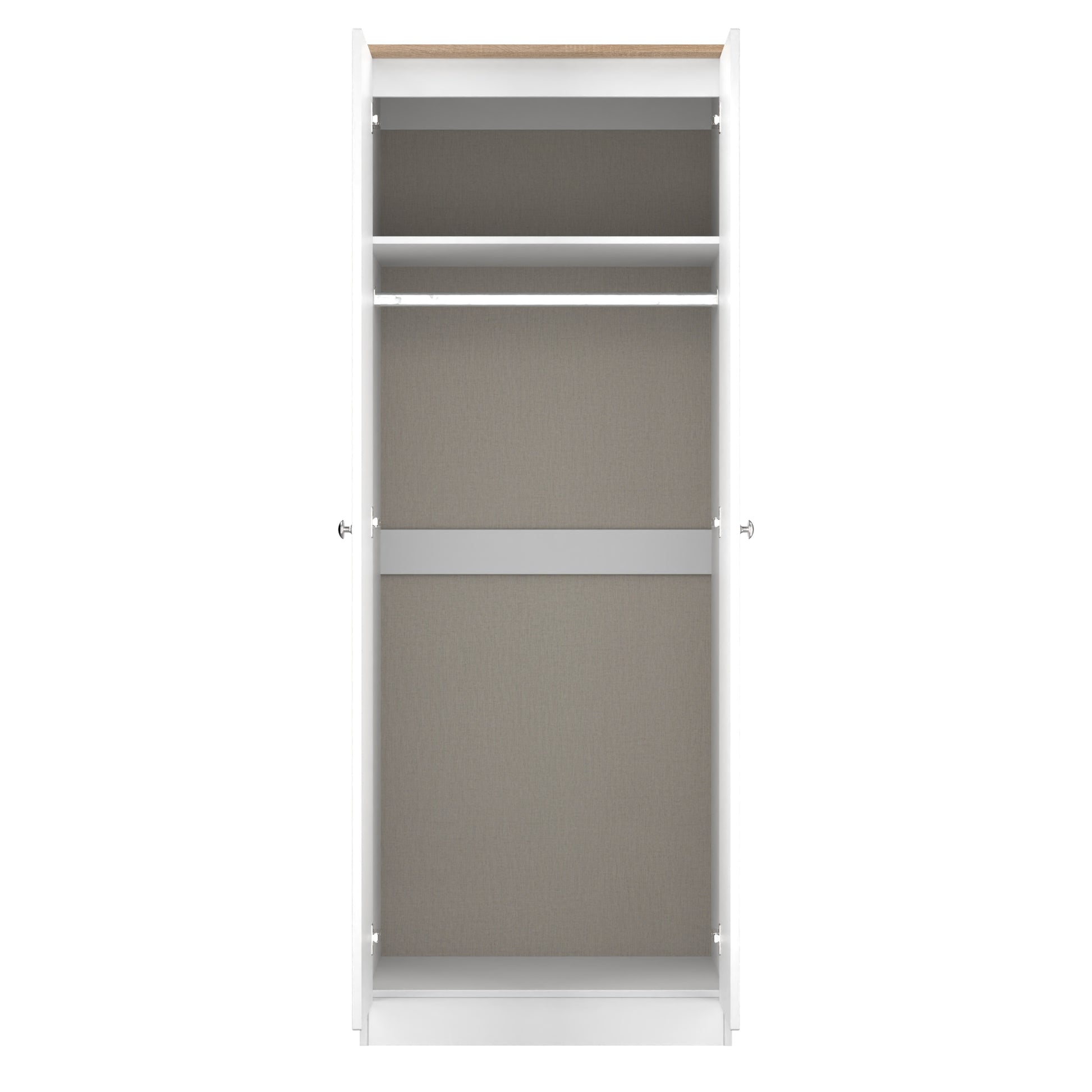 Buy Sussex Tall Plain Wardrobe in White Ash with Bardolino Oak Top