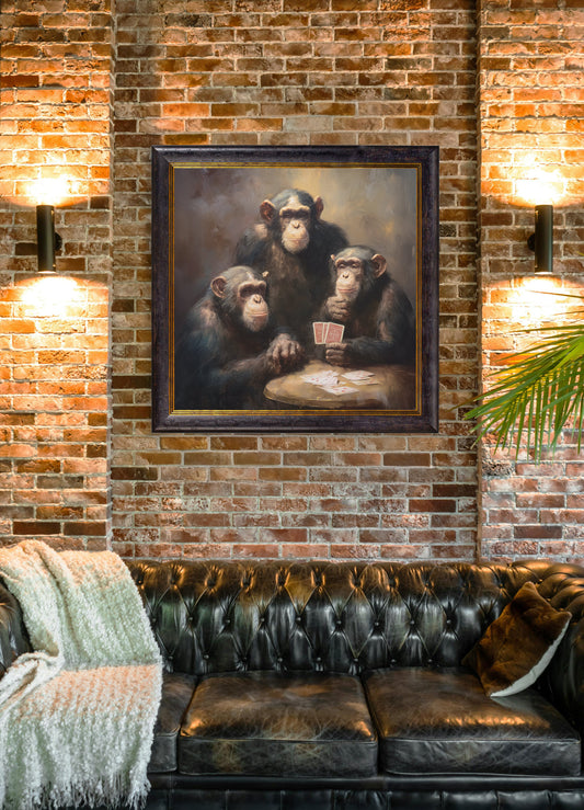 Buy The Card-Playing Chimps Oxford Square Frame framed art UK
