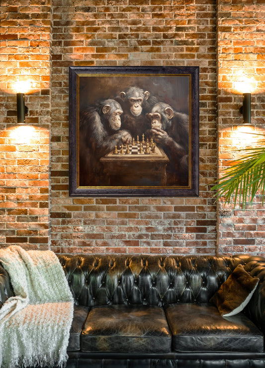 Buy The Chess-Playing Chimps Oxford Square Frame framed art UK
