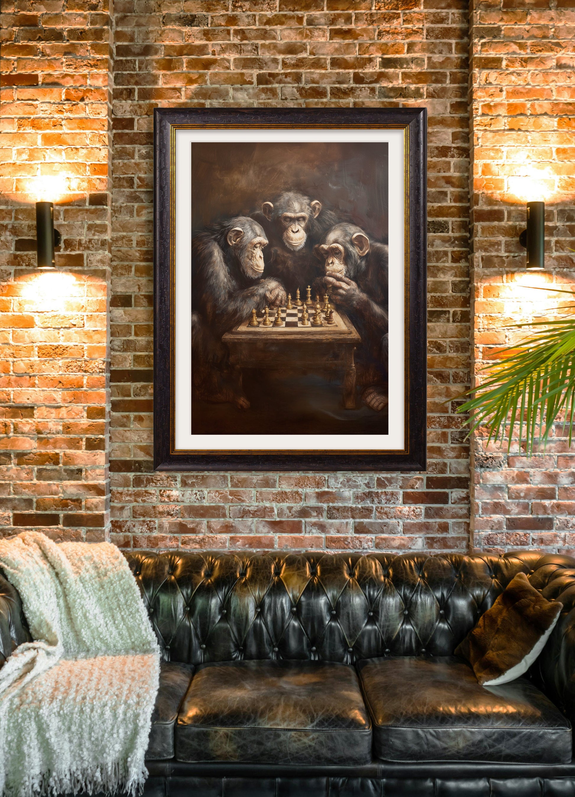 Buy The Chess Playing Chimps Oxford slim framed print UK