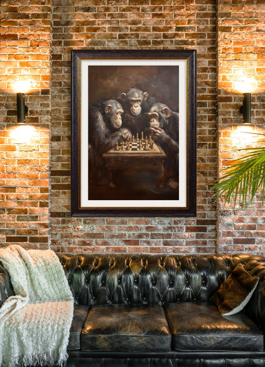 Buy The Chess Playing Chimps Oxford slim framed print UK