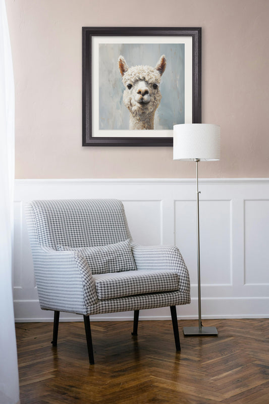 Buy The Goofy Alpaca Black Hurstwood Square Framed Print UK
