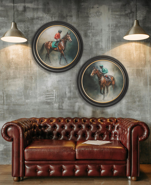 Buy The Irish Racehorses Oxford round framed print UK
