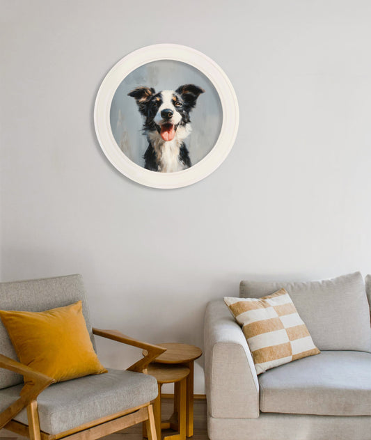 Buy The Smiley Sheepdog Oxford Strong White Round Frame online UK
