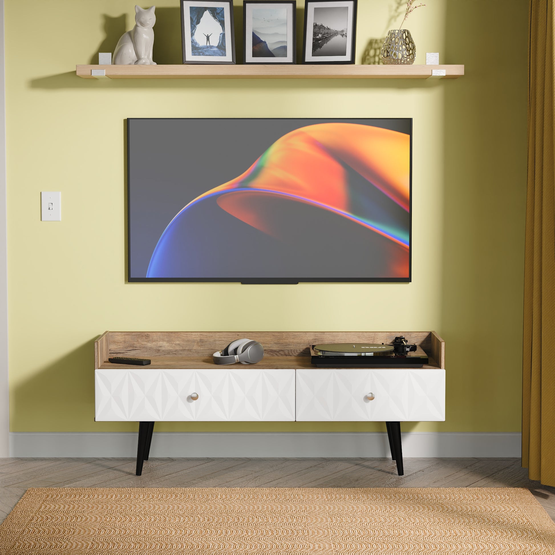 Buy Top Quality Pixel 2 Drawer Coffee Table in White Matt and Vintage Oak 