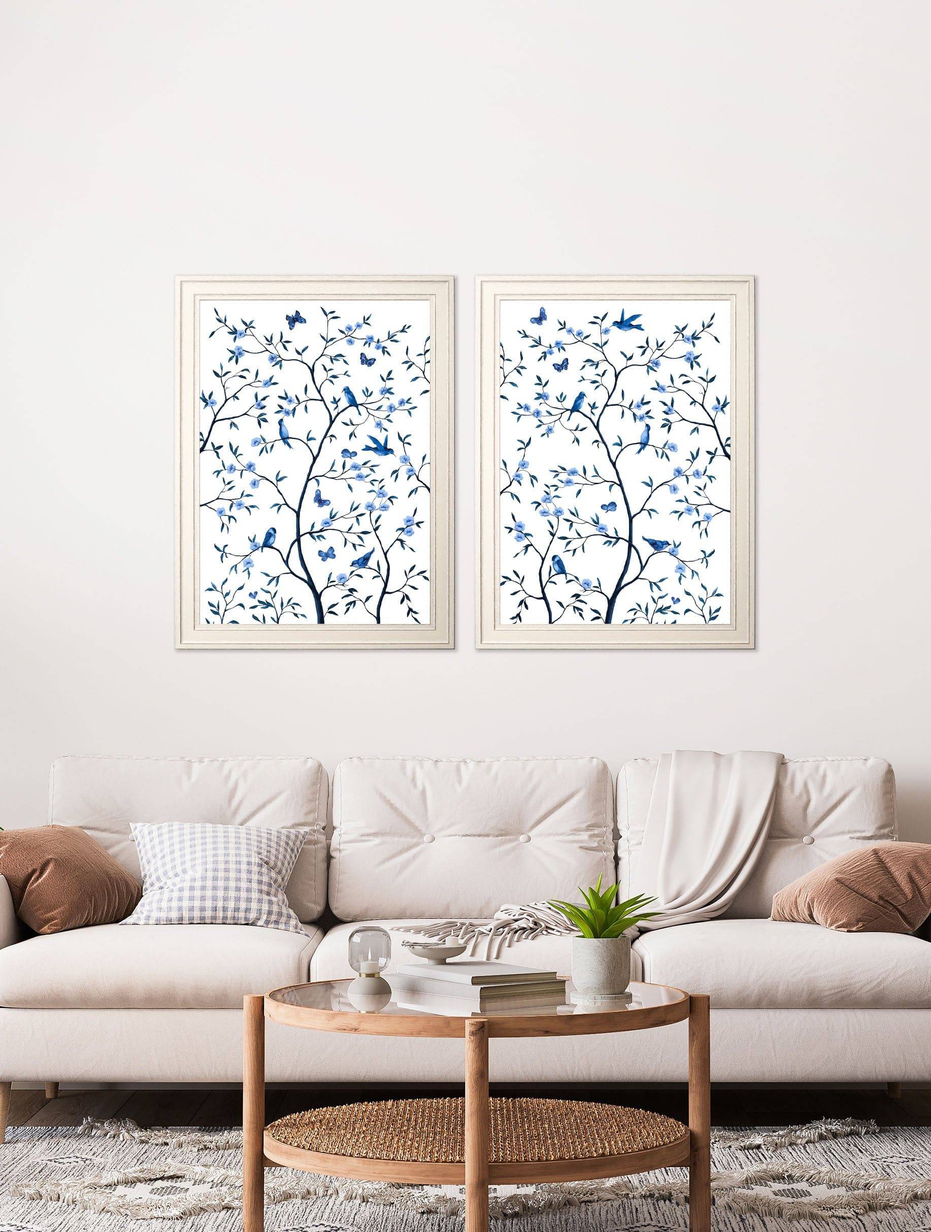 Buy Tree of Life Blue and White set of 2 framed art UK