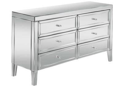Buy Valencia 6 Drawer Chest wide mirrored bedroom furniture UK
