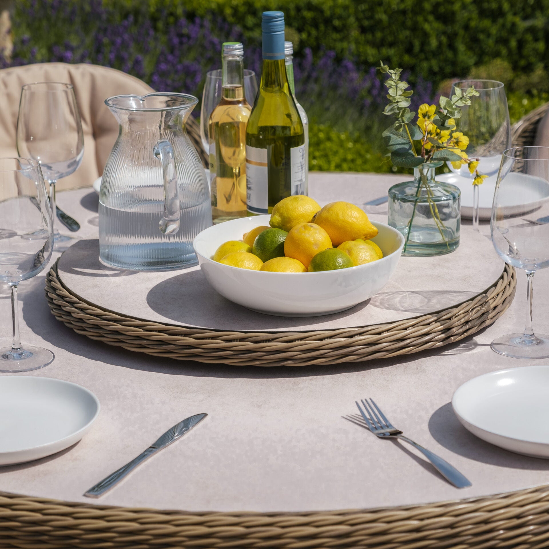 Buy Winchester rattan dining set with shower resistant cushions
