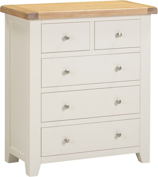 Buy Windsor 3+2 Drawer Chest Ivory Oak solid oak bedroom UK
