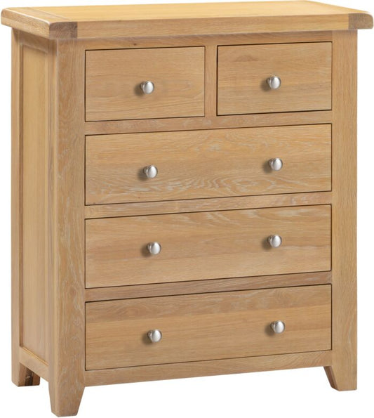 Buy Windsor 3+2 Drawer Chest Natural Oak classic bedroom storage UK
