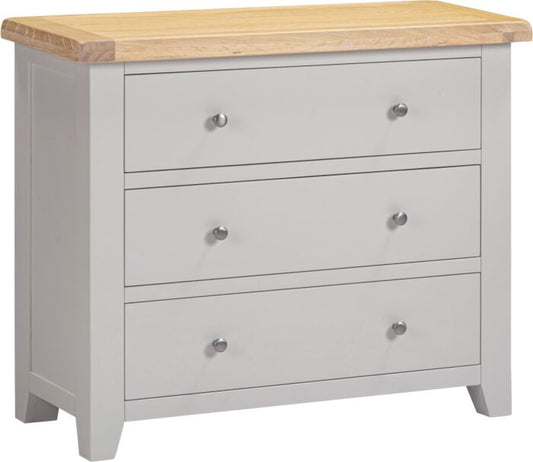 Buy Windsor 3 Drawer Chest Pebble Grey Oak bedroom storage UK
