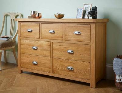 Buy Woburn 4+3 Chest Oak solid oak seven drawers UK
