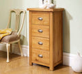Buy Woburn 4 Drawer Narrow Chest Oak solid wood UK

