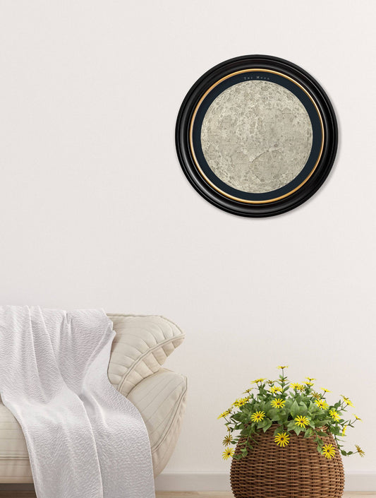 Buy antique c.1800's Map of the Moon round frame art UK