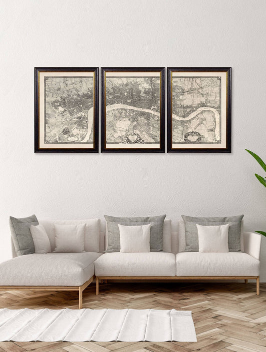 Buy c.1746 London Triptych Map framed print UK free delivery
