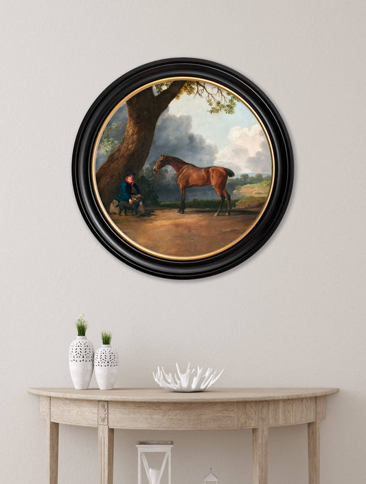 Buy c.1763 George Stubbs Horse and Groom round framed print UK
