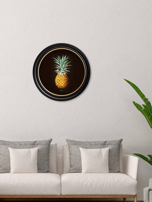 Buy c.1812 Pineapple Wall Art in Black Sustainable Wood Round Frame