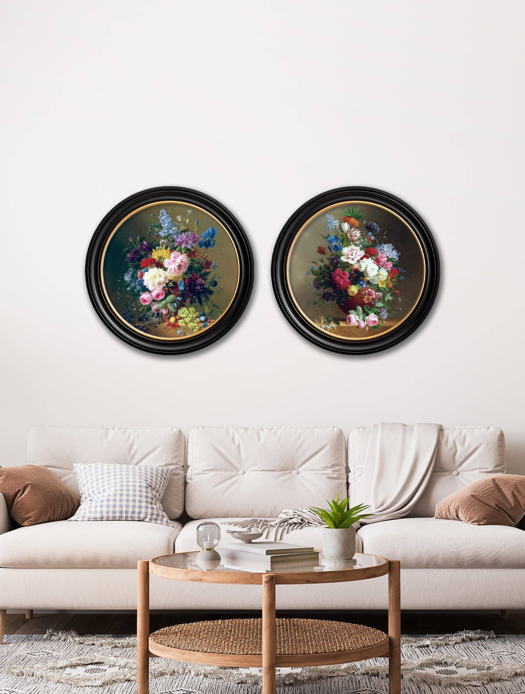 Buy c.1812 Still Life of Flowers Round framed print UK
