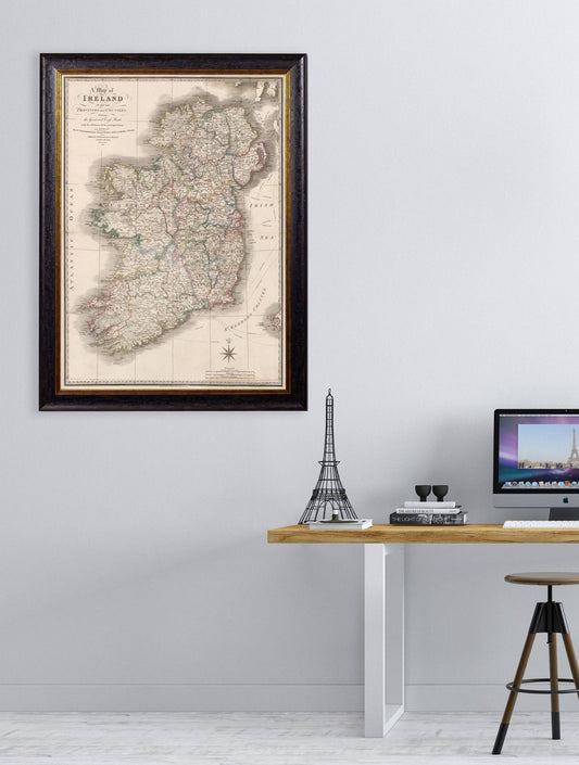 Buy c.1838 Map of Ireland Digitally Restored in Sustainable Wood Oxford Frame