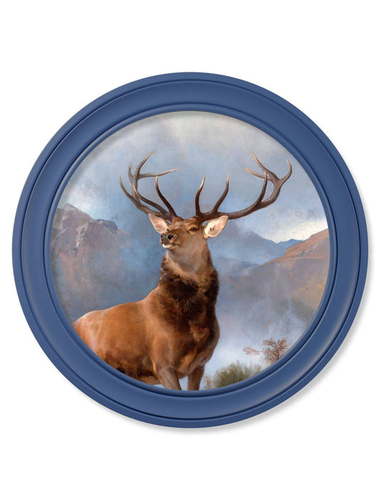 Buy c.1851 Monarch of The Glen Round Frame Blue framed print UK
