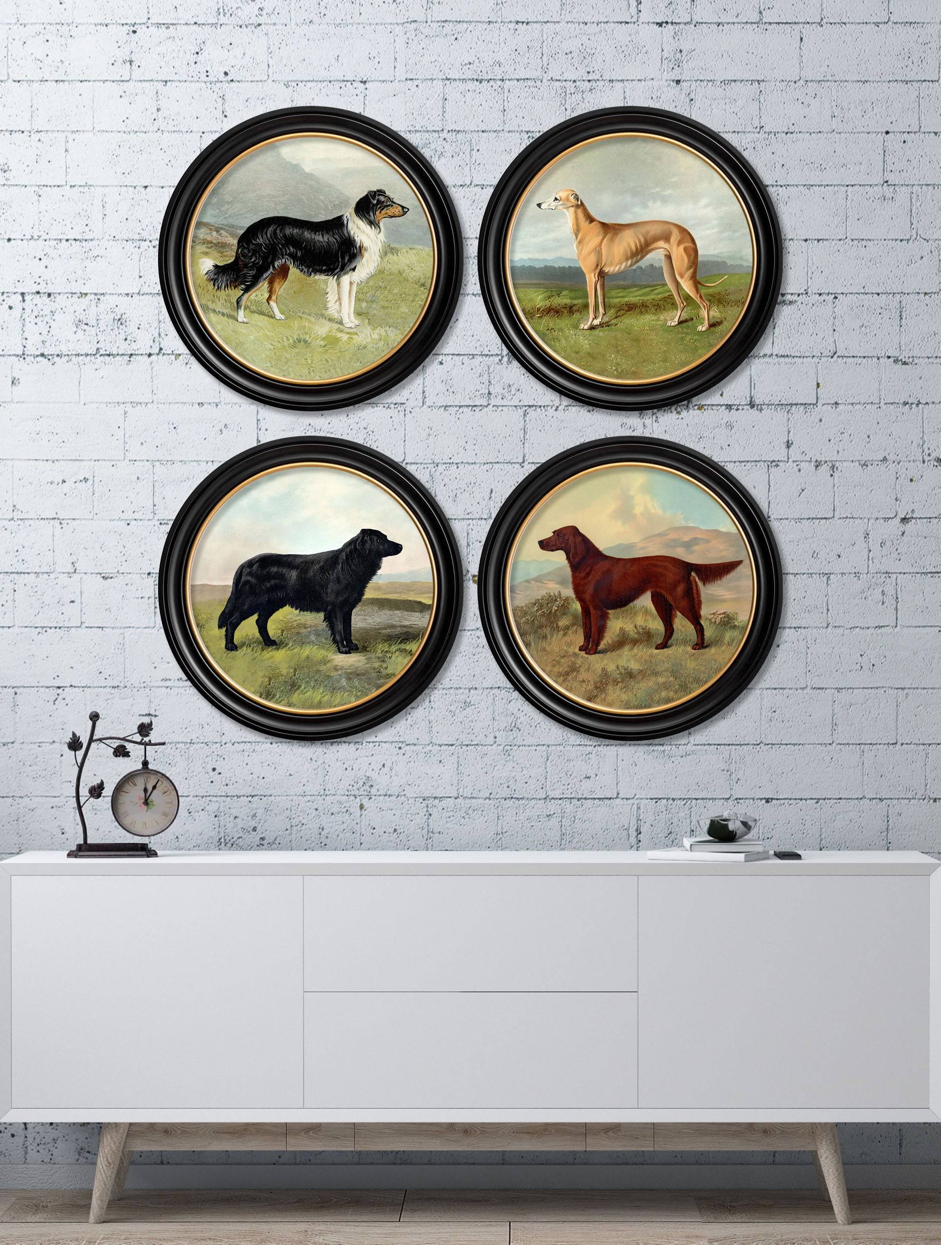 Buy c.1881 Working Dogs Round Frame framed wall art UK
