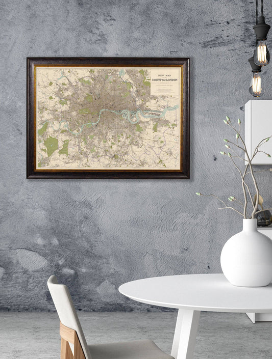 Buy c.1905 County Map of London framed antique print UK
