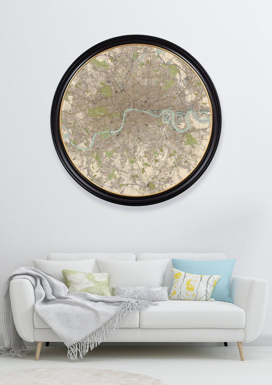 Buy c.1905 Map of London in Custom Sustainable Wood Round Frame