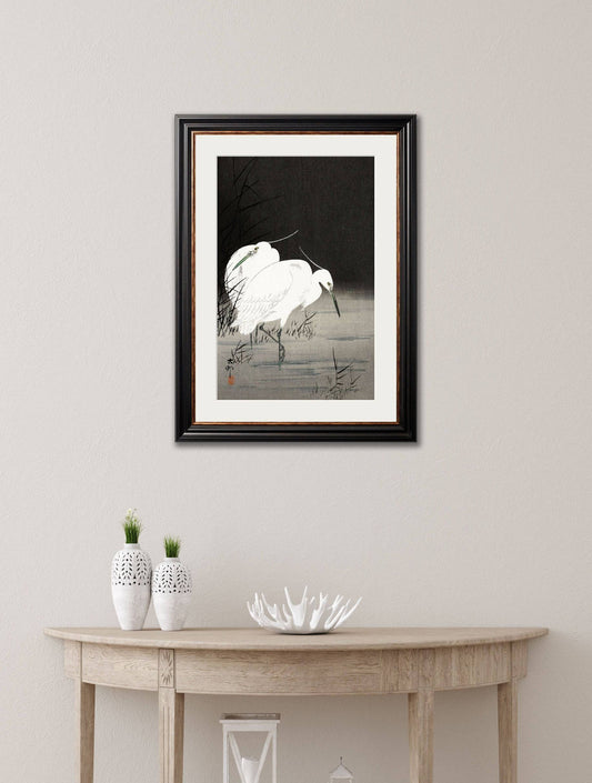Buy c.1910 Two Egrets in Reeds Ohara Koson framed print UK
