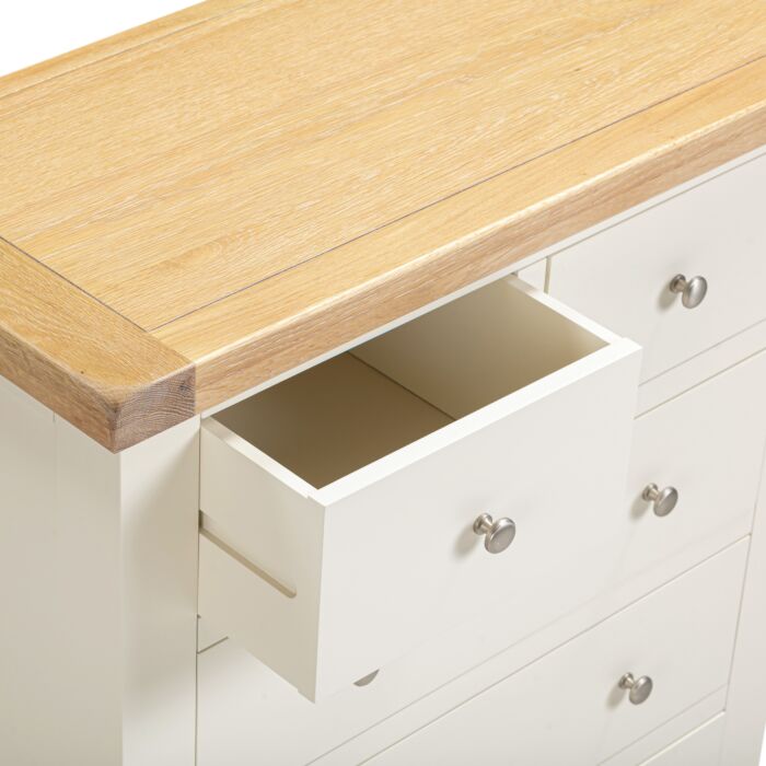 Buy classic ivory oak 5 drawer bedroom chest Windsor fully assembled UK
