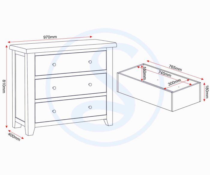 Buy classic natural oak 3 drawer bedroom chest Windsor online UK
