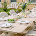 Buy contemporary modern slatted aluminium 12 seat extending dining set online UK