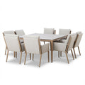 Buy contemporary modern slatted aluminium 8 seat square dining set online UK