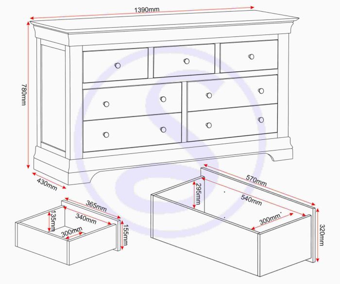 Buy contemporary pebble grey wide 5 drawer Bordeaux bedroom chest UK
