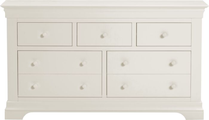 Buy elegant ivory wide 5 drawer Bordeaux bedroom chest online UK
