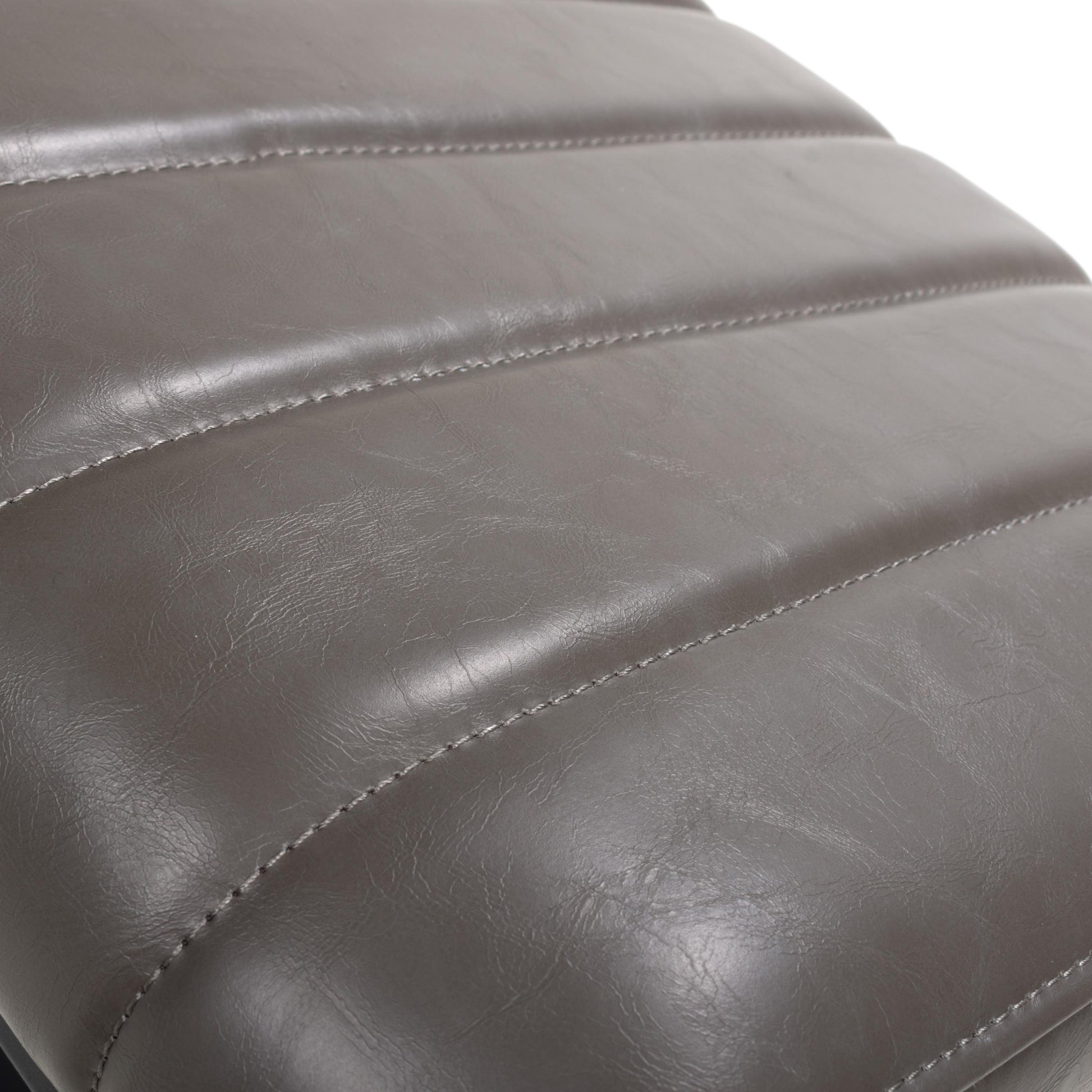 Buy grey faux leather industrial bench ribbed stitching black legs free UK delivery
