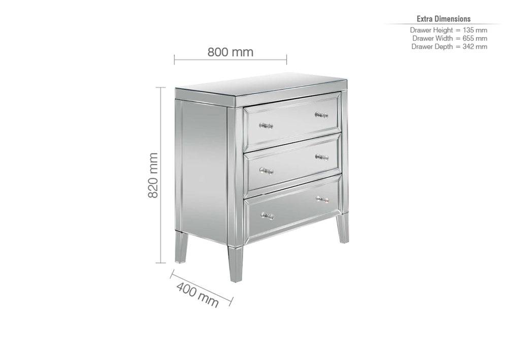 Buy mirrored chest of drawers with mock crystal handles UK delivery
