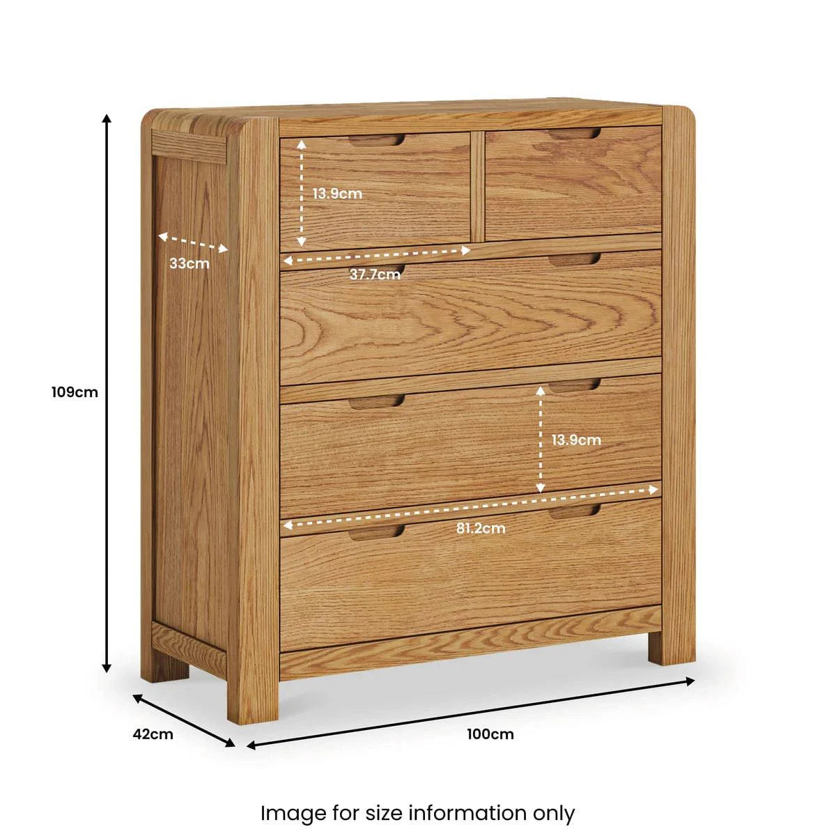 Buy oak chest of drawers with rounded edges free UK delivery
