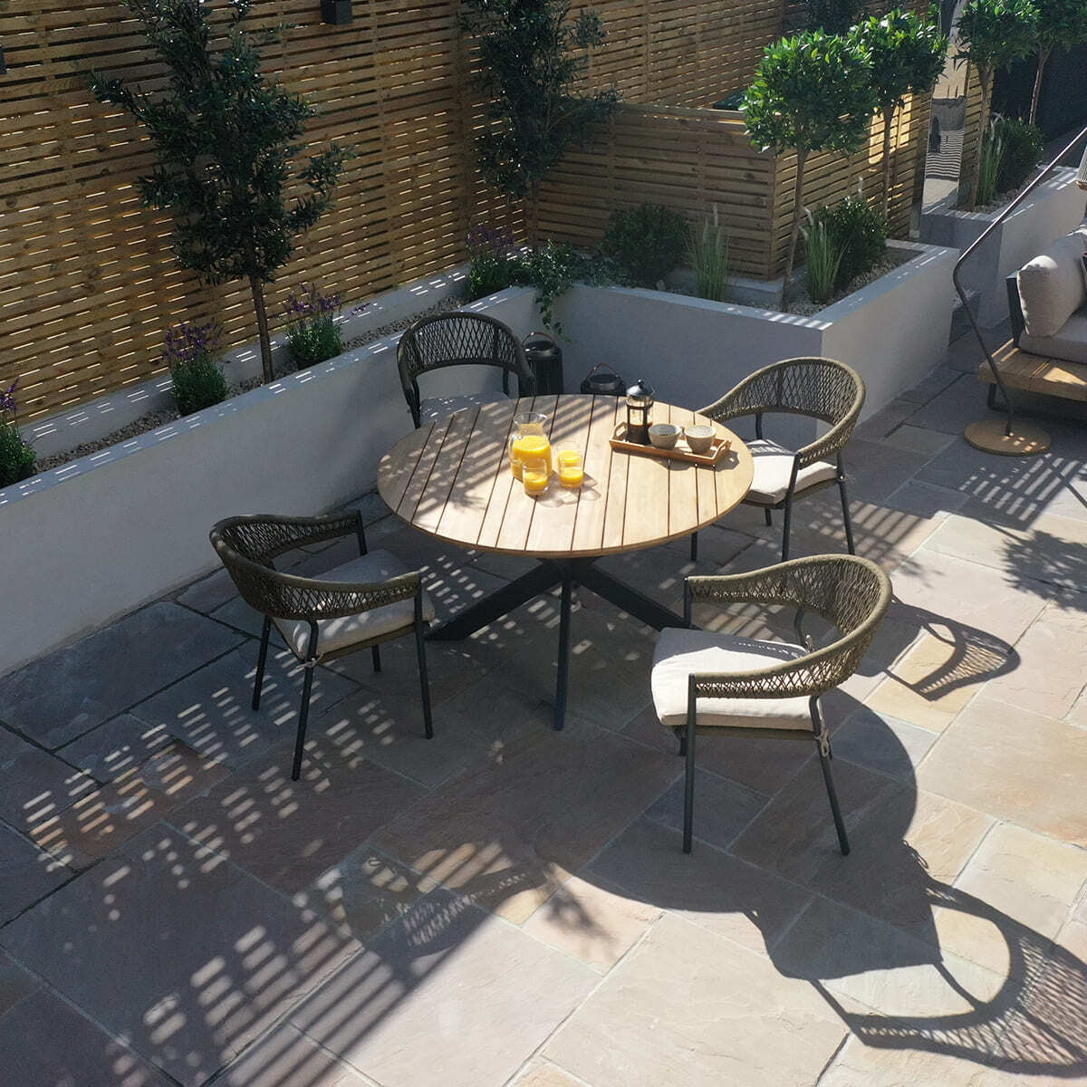 Buy online UK Bali rope weave 4 seat round dining set
