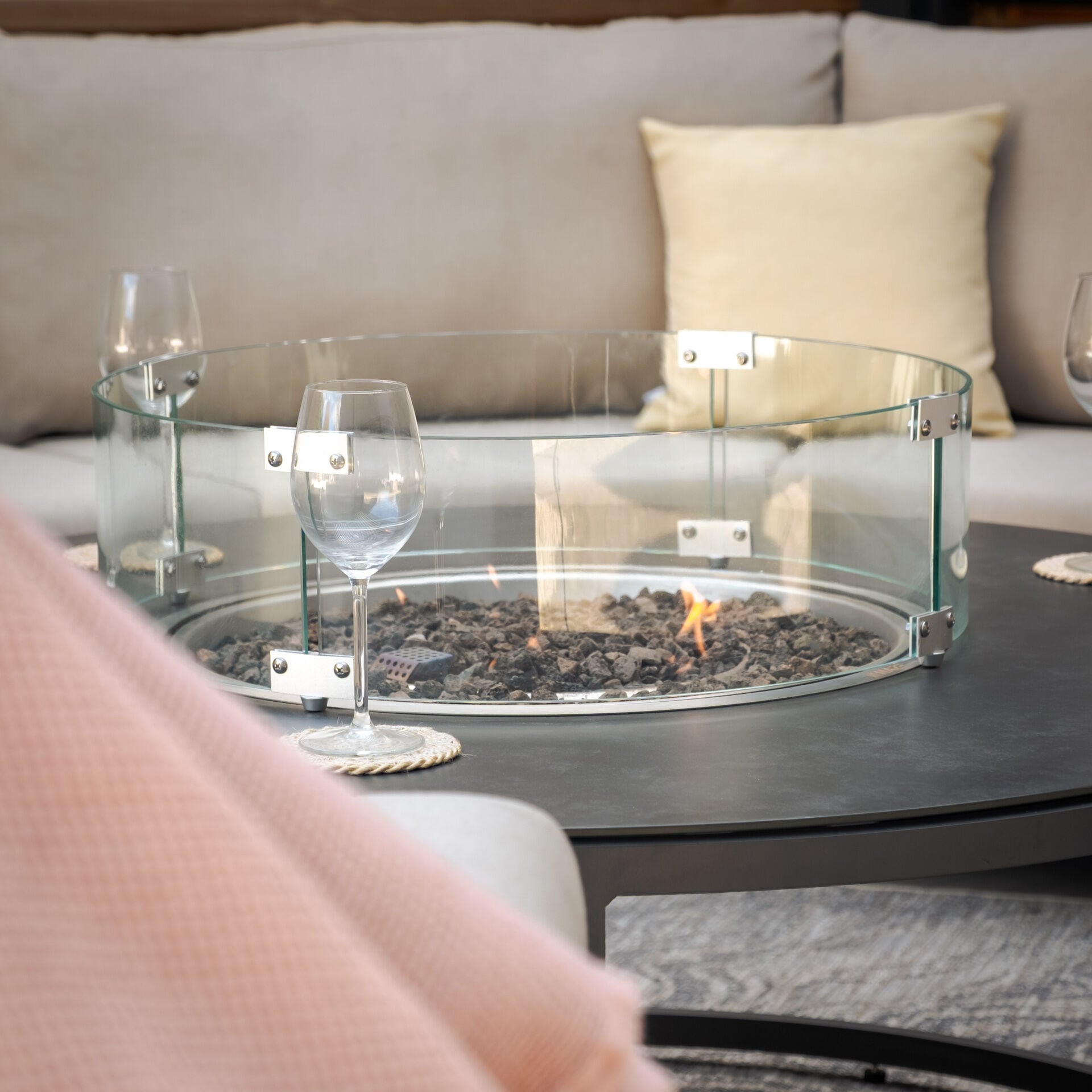 Buy online UK La Vita fabric corner sofa set with fire pit

