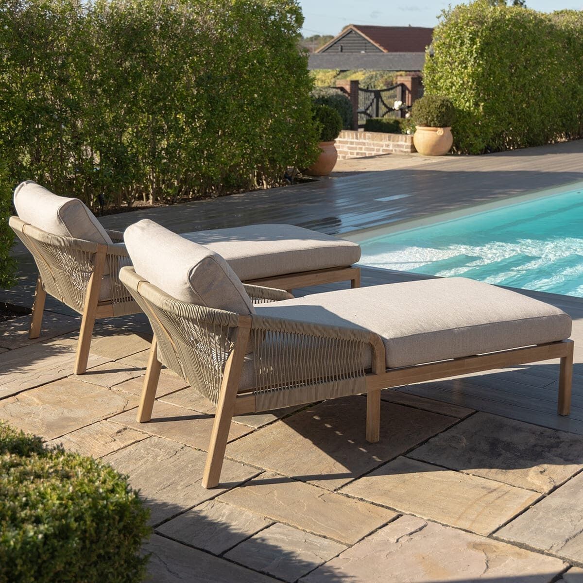 Buy online UK Maze Martinique Rope Weave Double Sunlounger Set

