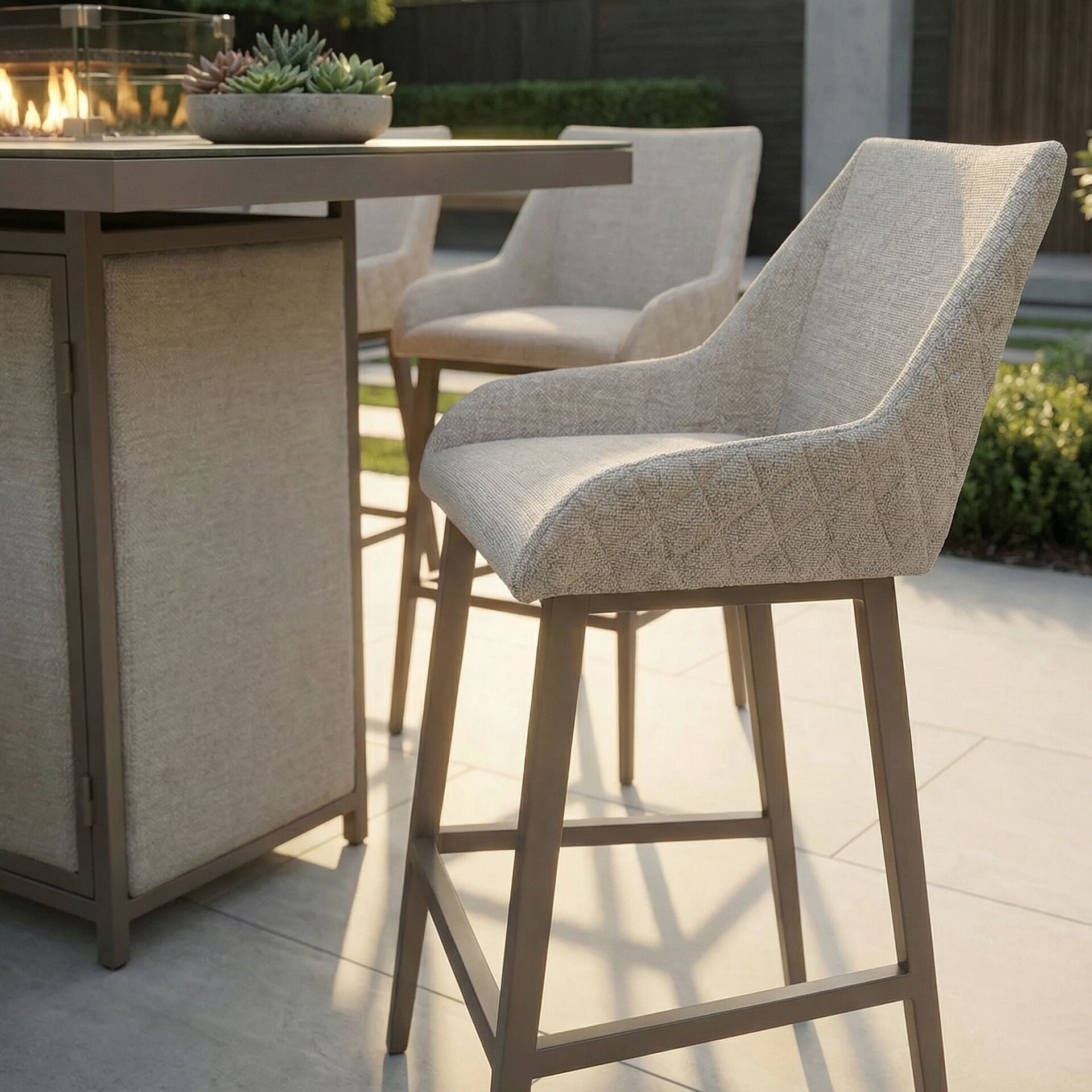 Buy online UK Maze Regal Rectangular Fire Pit Bar Set Latte
