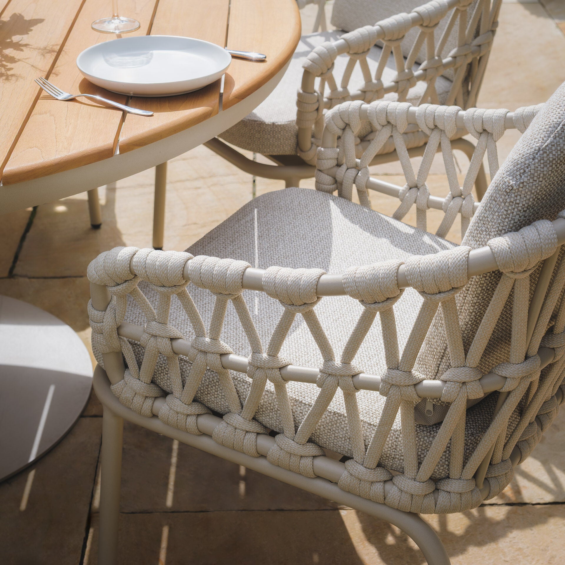 Buy online UK Sicily rope weave dining chairs
